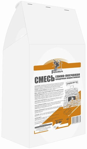 Смесь кладочная жаростойкая глино-песчаная Горыныч 5кг.